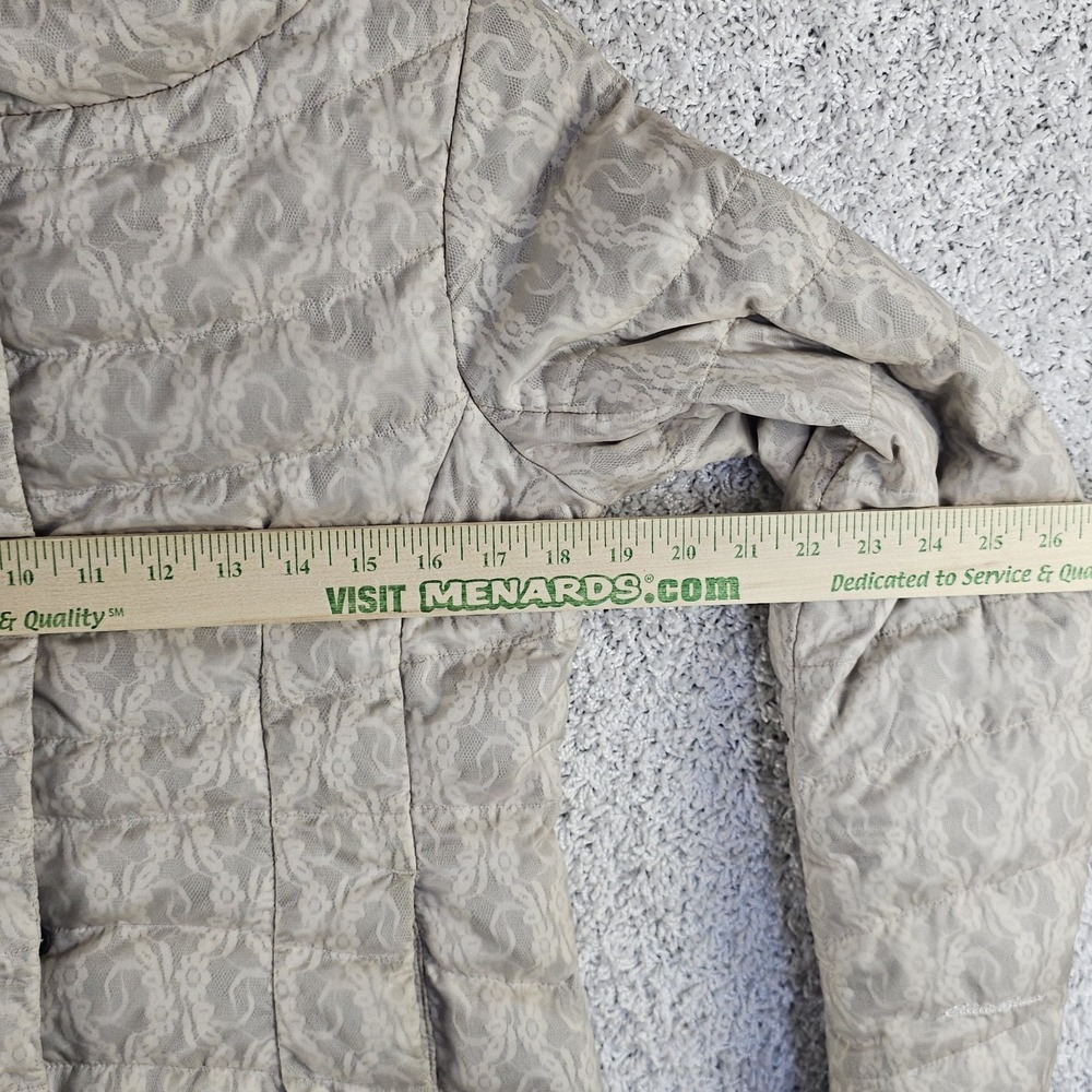 Eddie Bauer Goose Down Puffer Floral Lace Motif Snap Full Zip Jacket Size Small - Picture 4 of 14